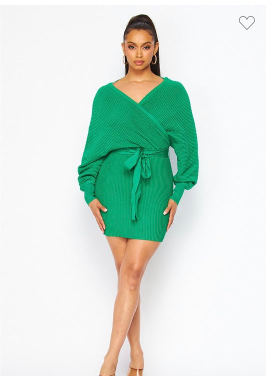 CELIA GREEN WRAP DRESS